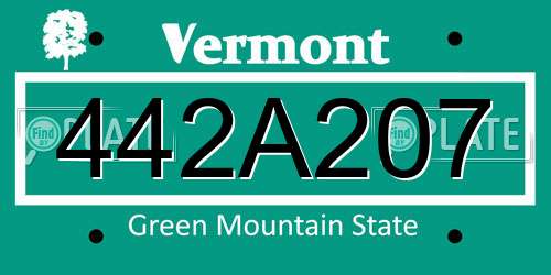 442A207 Vermont License Plate