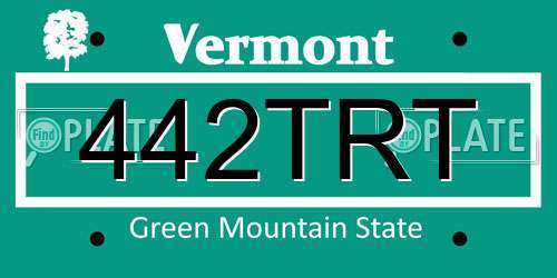 442TRT Vermont License Plate