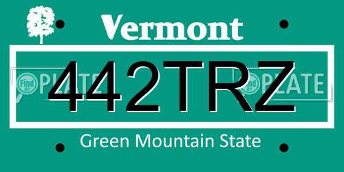 442TRZ Vermont License Plate
