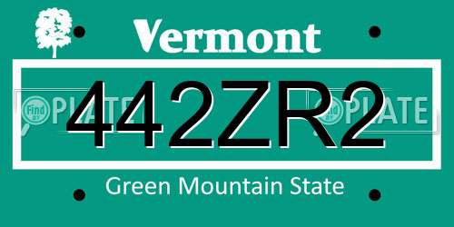 442ZR2 Vermont License Plate