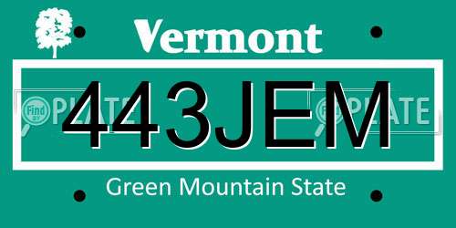 443JEM Vermont License Plate