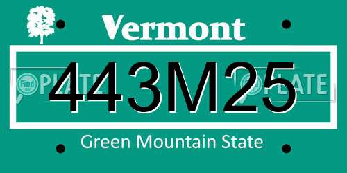 443M25 Vermont License Plate