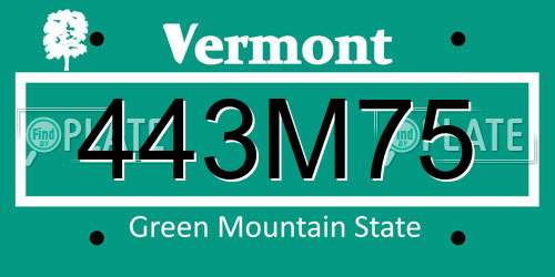 443M75 Vermont License Plate