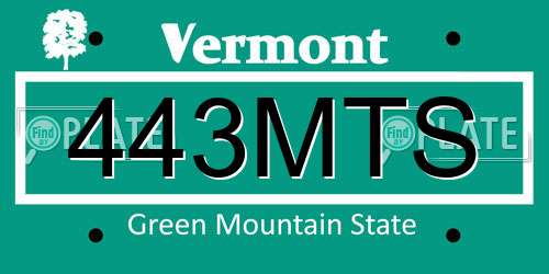 443MTS Vermont License Plate