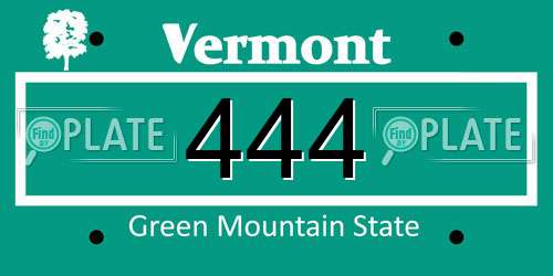 444 Vermont License Plate