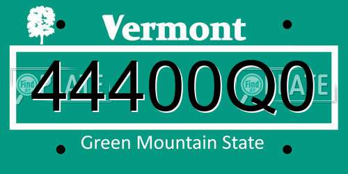 44400Q0 Vermont License Plate