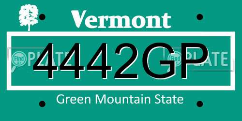 4442GP Vermont License Plate