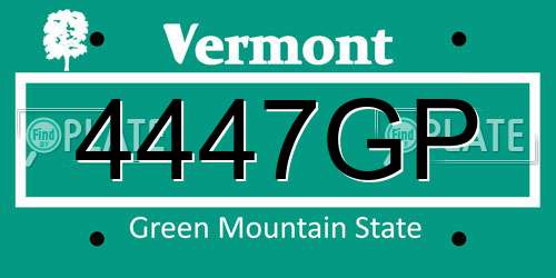 4447GP Vermont License Plate