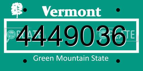 4449036 Vermont License Plate