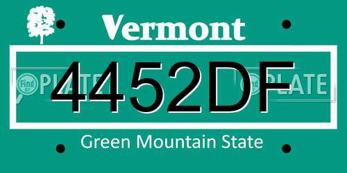 4452DF Vermont License Plate