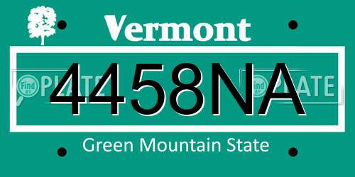 4458NA Vermont License Plate