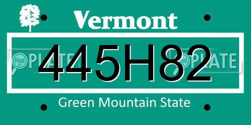 445H82 Vermont License Plate