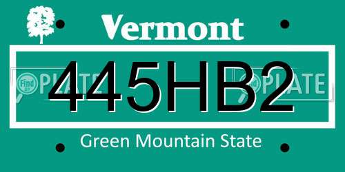 445HB2 Vermont License Plate