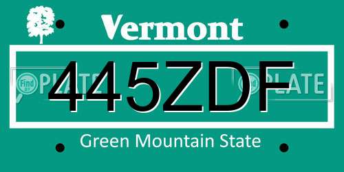 445ZDF Vermont License Plate