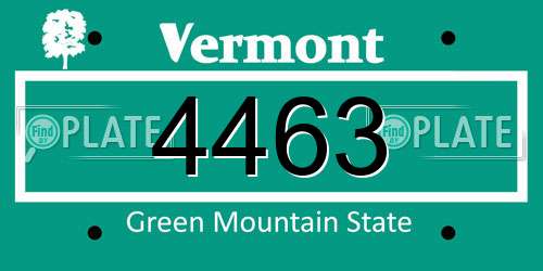 4463 Vermont License Plate