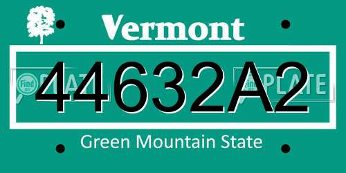 44632A2 Vermont License Plate