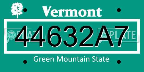 44632A7 Vermont License Plate