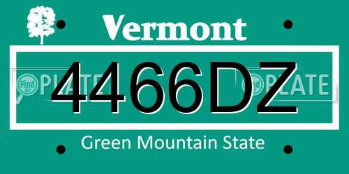 4466DZ Vermont License Plate