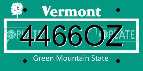 4466OZ Vermont License Plate