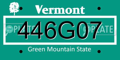 446G07 Vermont License Plate
