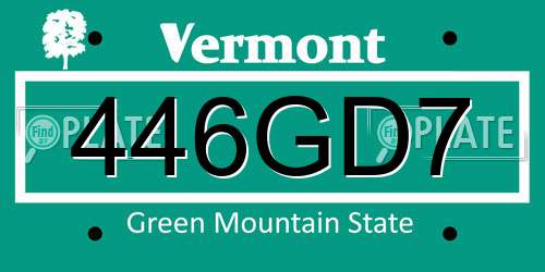 446GD7 Vermont License Plate