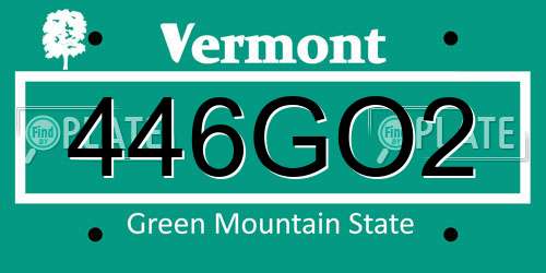 446GO2 Vermont License Plate
