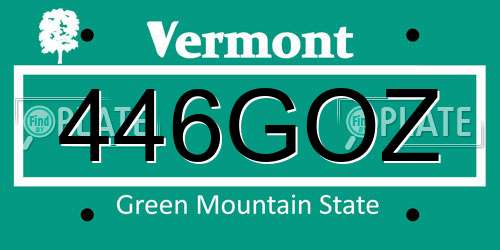 446GOZ Vermont License Plate