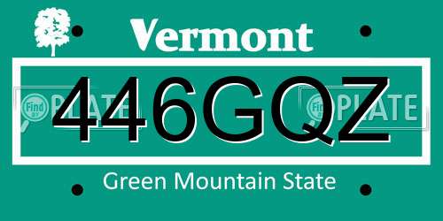 446GQZ Vermont License Plate