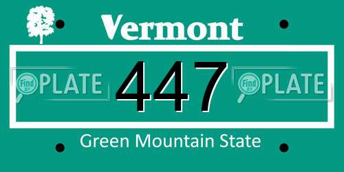 447 Vermont License Plate