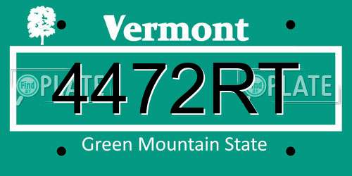 4472RT Vermont License Plate