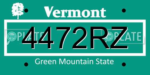 4472RZ Vermont License Plate
