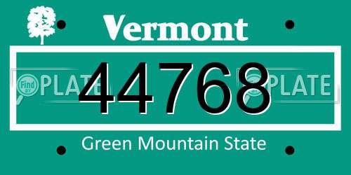 44768 Vermont License Plate