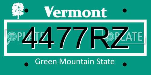 4477RZ Vermont License Plate