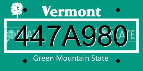 447A980 Vermont License Plate