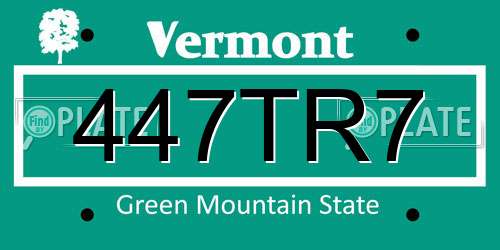 447TR7 Vermont License Plate