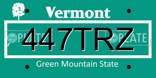 447TRZ Vermont License Plate