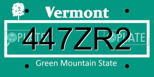 447ZR2 Vermont License Plate