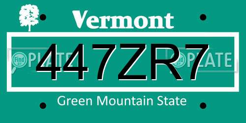 447ZR7 Vermont License Plate
