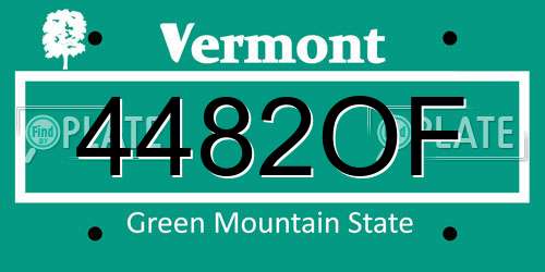 4482OF Vermont License Plate