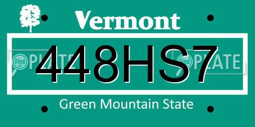448HS7 Vermont License Plate