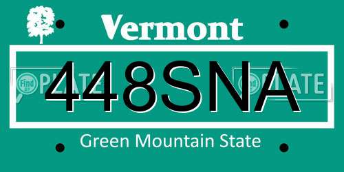 448SNA Vermont License Plate