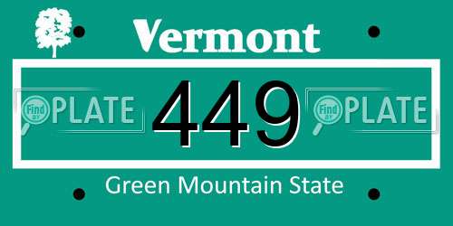 449 Vermont License Plate