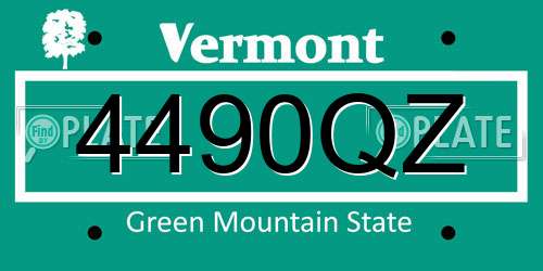 4490QZ Vermont License Plate