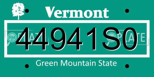 44941S0 Vermont License Plate