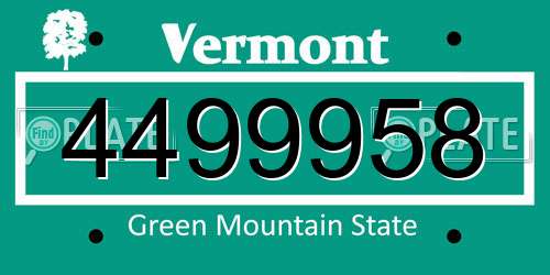 4499958 Vermont License Plate