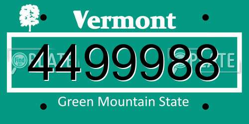 4499988 Vermont License Plate