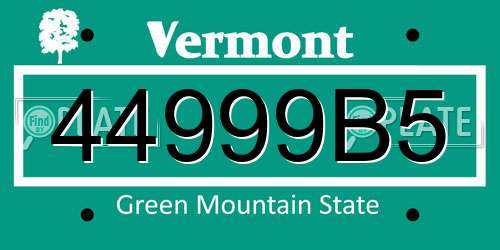 44999B5 Vermont License Plate