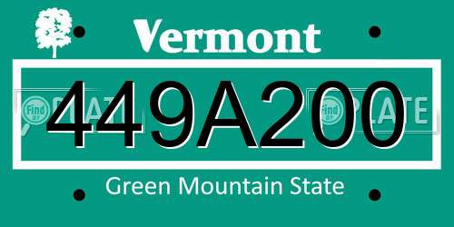 449A200 Vermont License Plate