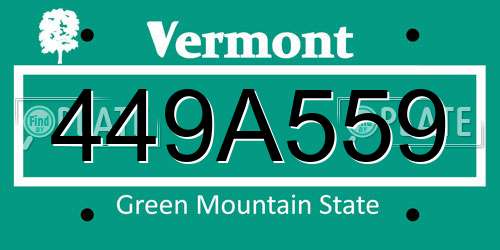 449A559 Vermont License Plate