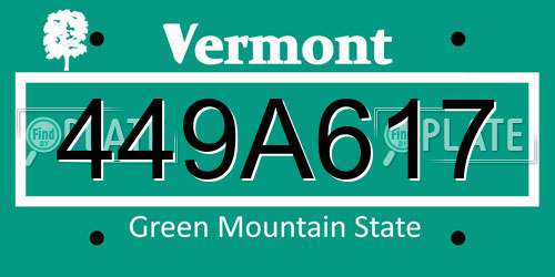 449A617 Vermont License Plate